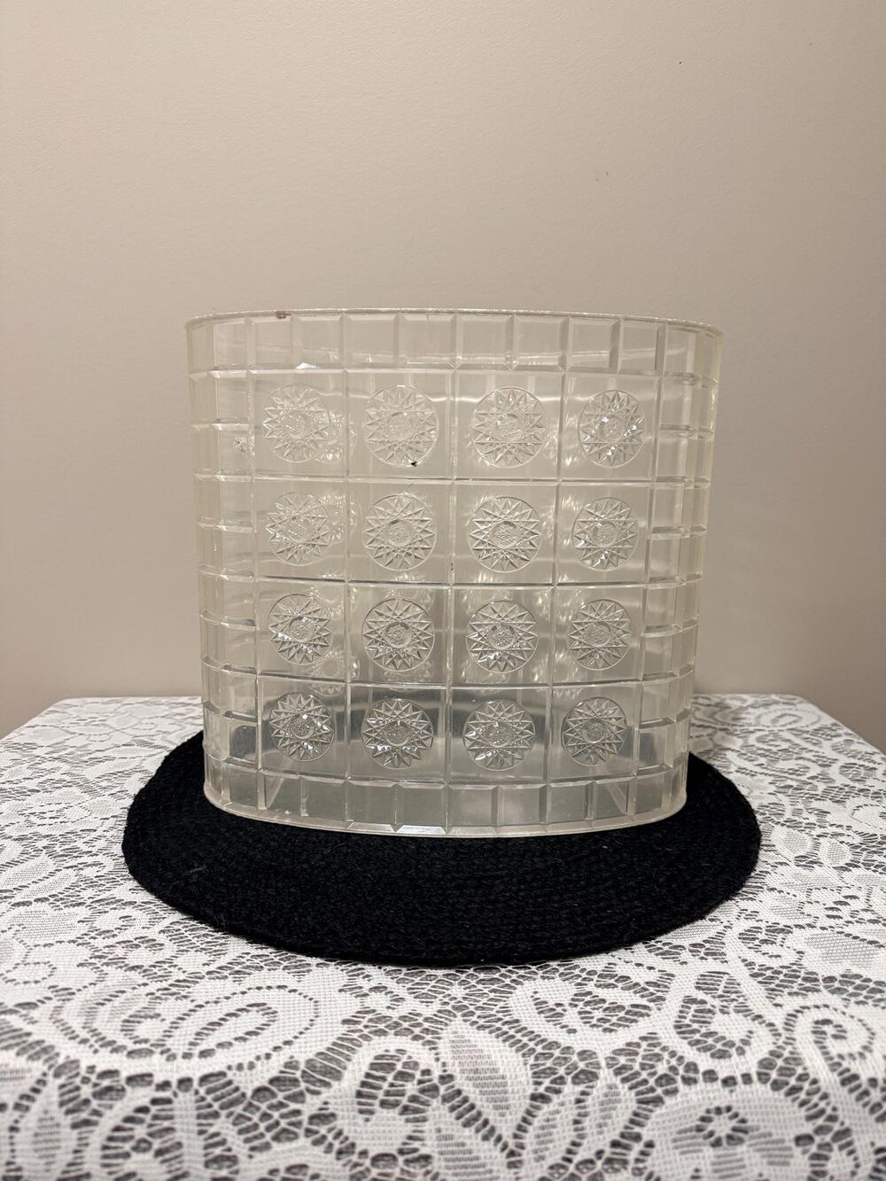 VintageClear Lucite Acrylic Atomic Starburst Trash Can / Wastebasket